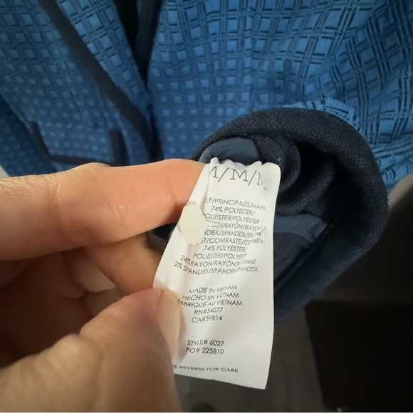 Cabi Medium Scholarship Blazer Blue Checkered Jacquard Knit Fall Career Office - Picture 5 of 10